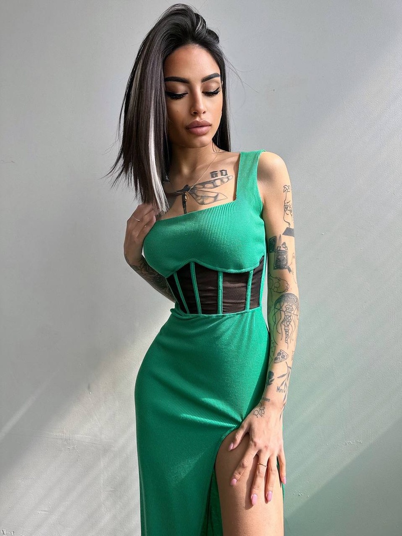 Сукня-міді  з елементами корсету   | PUSHKA SHOP