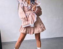 Котонова сукня декорована мереживом    | PUSHKA SHOP