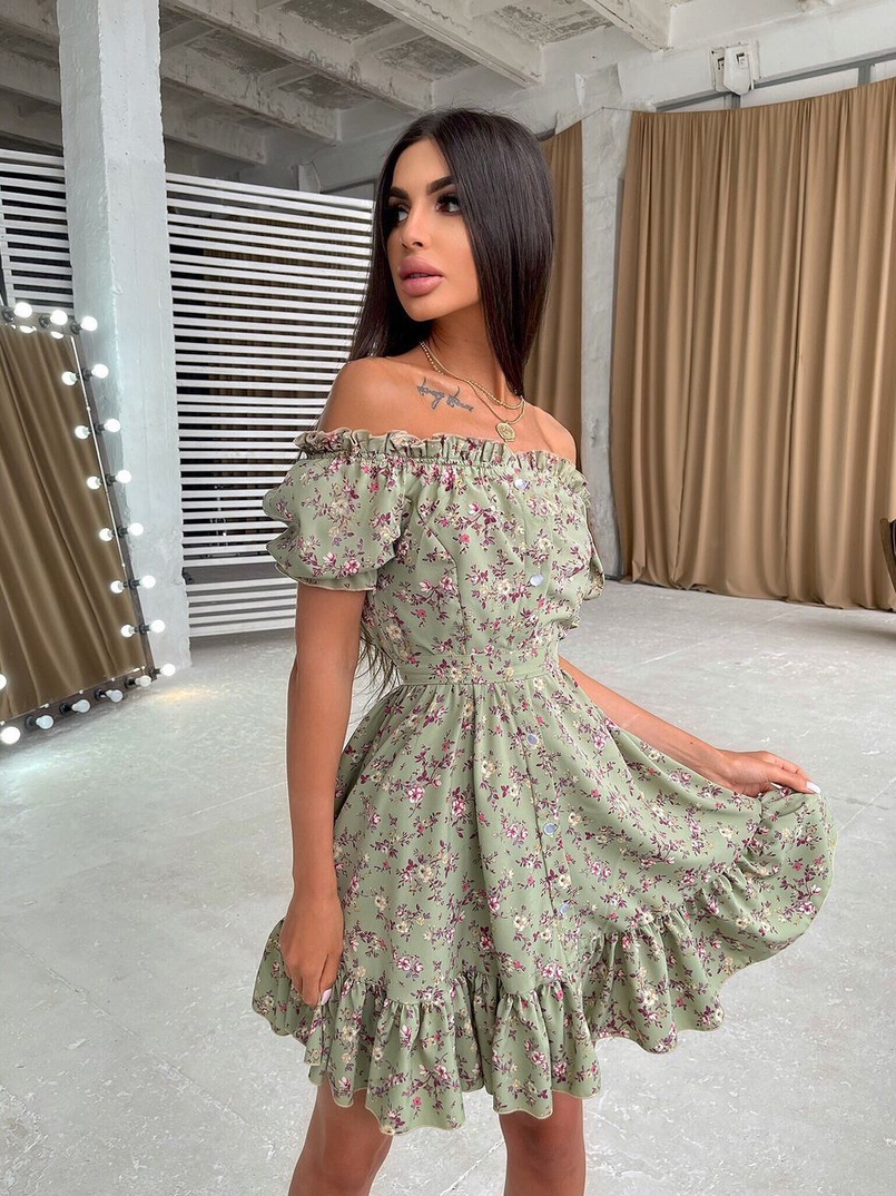 Цветочное платье с пышной юбкой и оборками | PUSHKA SHOP