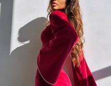 Оксамитова сукня міді з розкльошеними рукавами декорована стразами  | PUSHKA SHOP