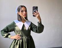 Котонова сукня з комірцем + бант  | PUSHKA SHOP