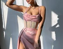 Комплект: корсет, декорований стразами + спідниця максі з драпіруванням  | PUSHKA SHOP