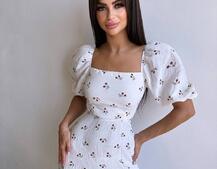 Сукня -міді зі шнурівкою на спинці та розрізом на ніжці з принтом Сукня -міді зі шнурівкою на спинці та розрізом на ніжці з принтом | PUSHKA SHOP