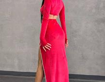 Оксамитовий комплект: топ із чашками push up+ спідниця, декорована стразами Прикраса пришита, ручна робота. Оксамитовий комплект: топ із чашками push up+ спідниця, декорована стразами Прикраса пришита, ручна робота. | PUSHKA SHOP