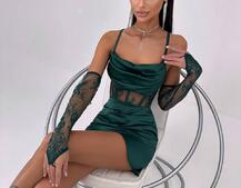 Комплект: корсет, декорований мереживом   + рукавички+ спідниця міні з драпіруванням   | PUSHKA SHOP