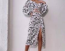 Комплект: топ із зав'язками на талії + спідниця міді з розрізом Комплект: топ із зав'язками на талії + спідниця міді з розрізом | PUSHKA SHOP