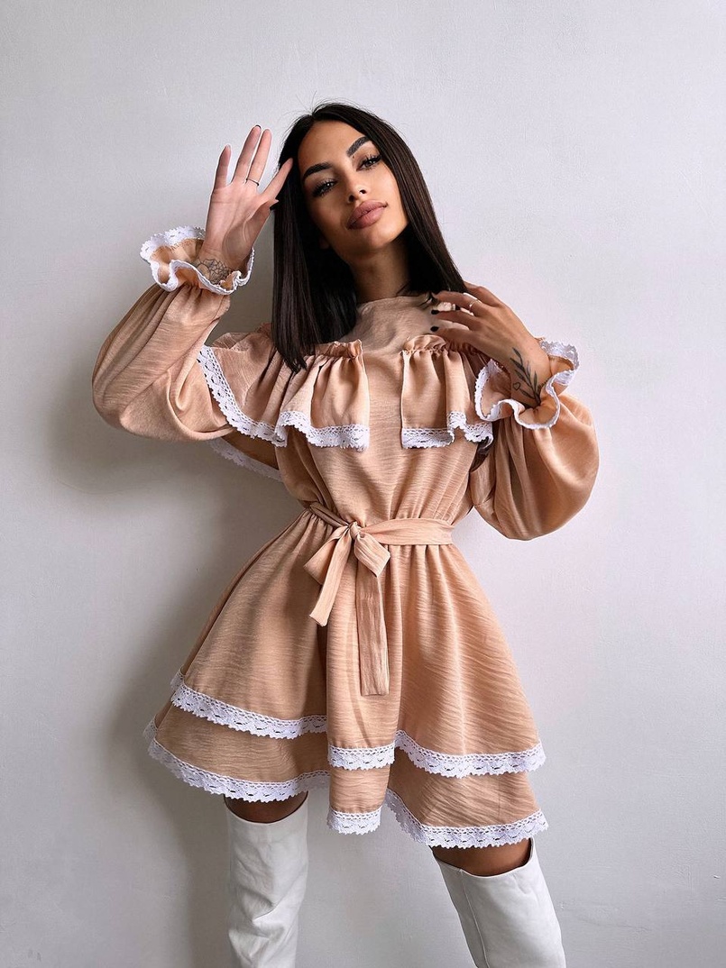 Сукня декорована мереживом | PUSHKA SHOP