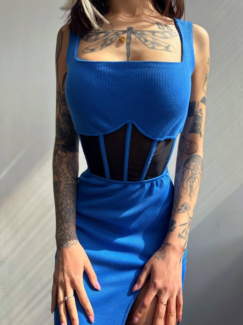 Сукня-міді  з елементами корсету   | PUSHKA SHOP