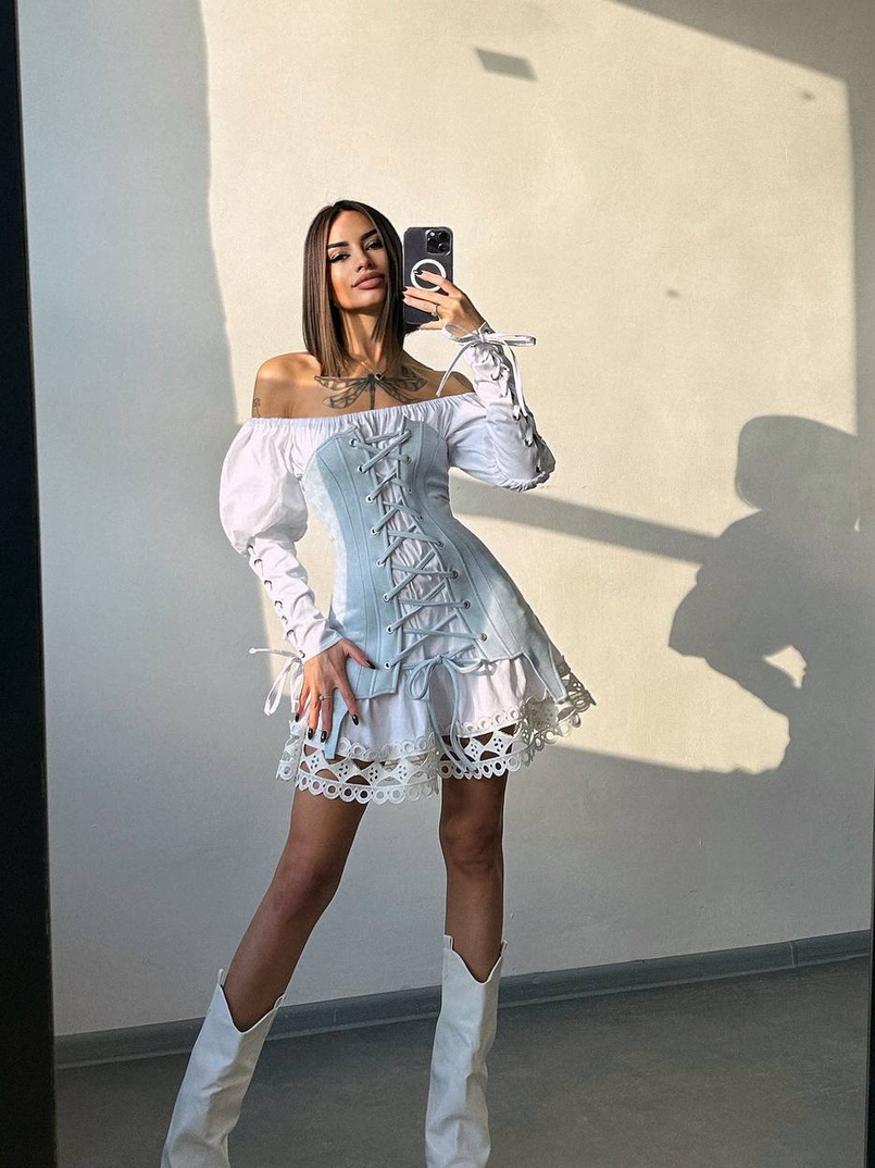 Комплект: сукня декорована мереживом + корсет Комплект: сукня декорована мереживом + корсет | PUSHKA SHOP