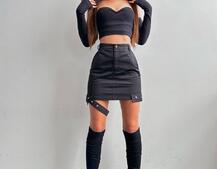 Комплект: коттонова  спідниця + топ з філіжанками  Комплект: коттонова  спідниця + топ з філіжанками  | PUSHKA SHOP