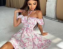 Летнее цветочное платье с завязками на груди Летнее цветочное платье с завязками на груди | PUSHKA SHOP