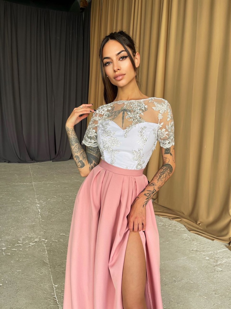 Платье-макси с кружевным верхом Платье-макси с кружевным верхом | PUSHKA SHOP