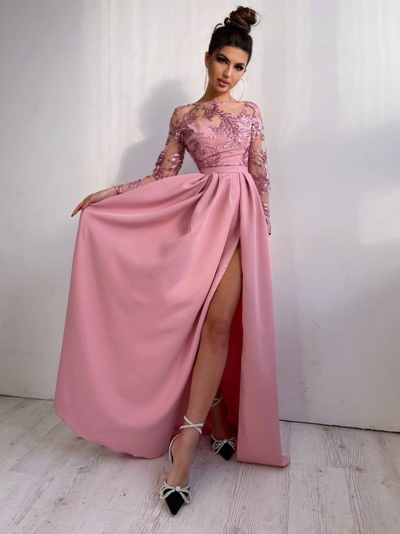 Сукня максі з паєтками та розрізом на спідниці | PUSHKA SHOP