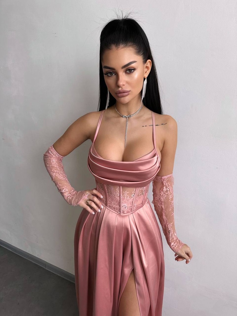 Атласний комплект: корсет + спідниця максі  | PUSHKA SHOP