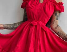 Муслиновое платье мини с корсетной вставкой на талии с косточками  Муслиновое платье мини с корсетной вставкой на талии с косточками  | PUSHKA SHOP