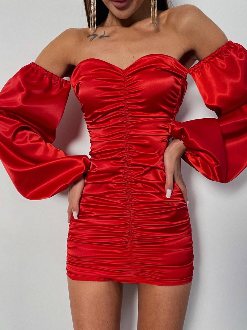 Атласна сукня з драпіруванням | PUSHKA SHOP