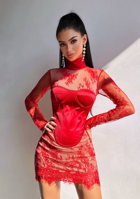 Комплект: мереживна сукня міні + корсет  | PUSHKA SHOP