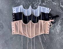 Корсет на кісточках зі шнурівкою, декорований стразами Ручна робота! | PUSHKA SHOP