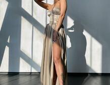 Комплект: корсет-бюстьє , декорований стразами + спідниця максі з розрізом Ручна робота Комплект: корсет-бюстьє , декорований стразами + спідниця максі з розрізом Ручна робота | PUSHKA SHOP