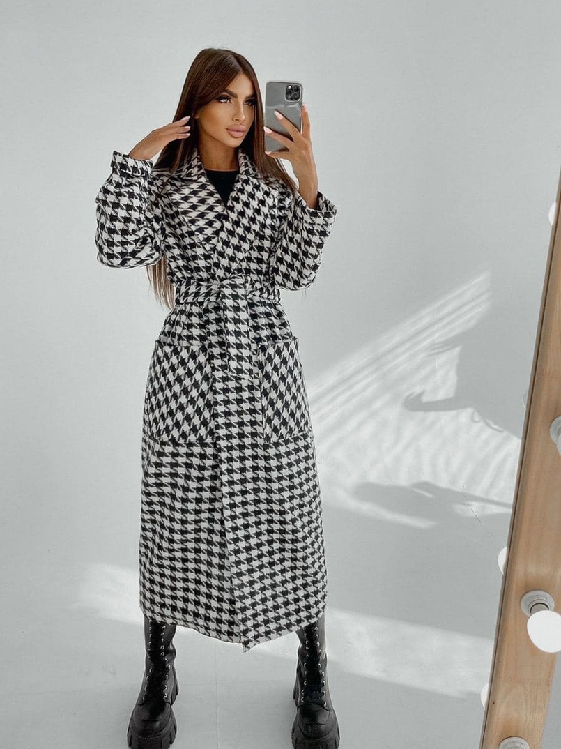 Кашемировое пальто в клетку на подкладке Кашемировое пальто в клетку на подкладке | PUSHKA SHOP