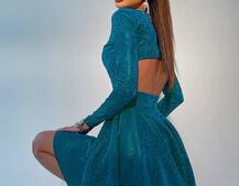 Блискуча сукня міні з відкритою спиною  | PUSHKA SHOP