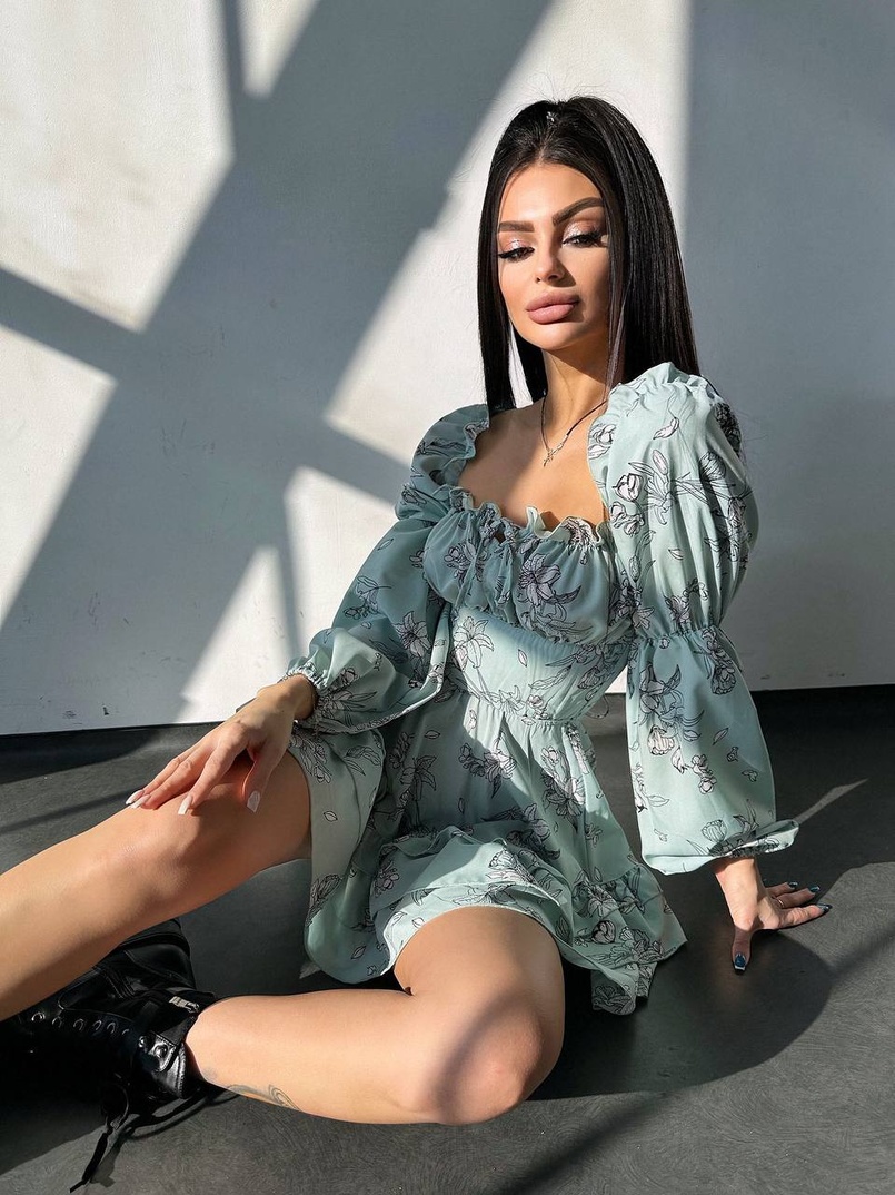 Квіткова сукня з воланами та шнуровкою по спинці | PUSHKA SHOP