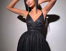 Блискуча сукня з пишною спідницею та шнурівкою на спинці | PUSHKA SHOP