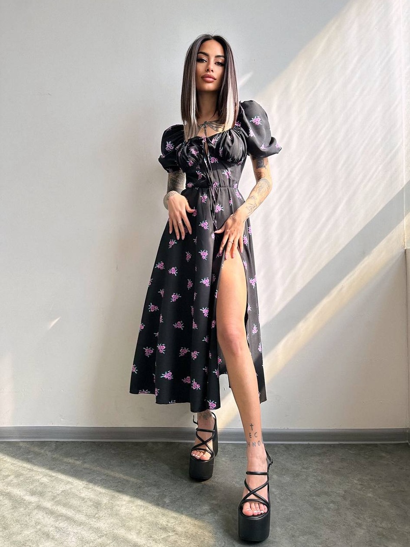 Сукня- міді з квітковим принтом Сукня- міді з квітковим принтом | PUSHKA SHOP