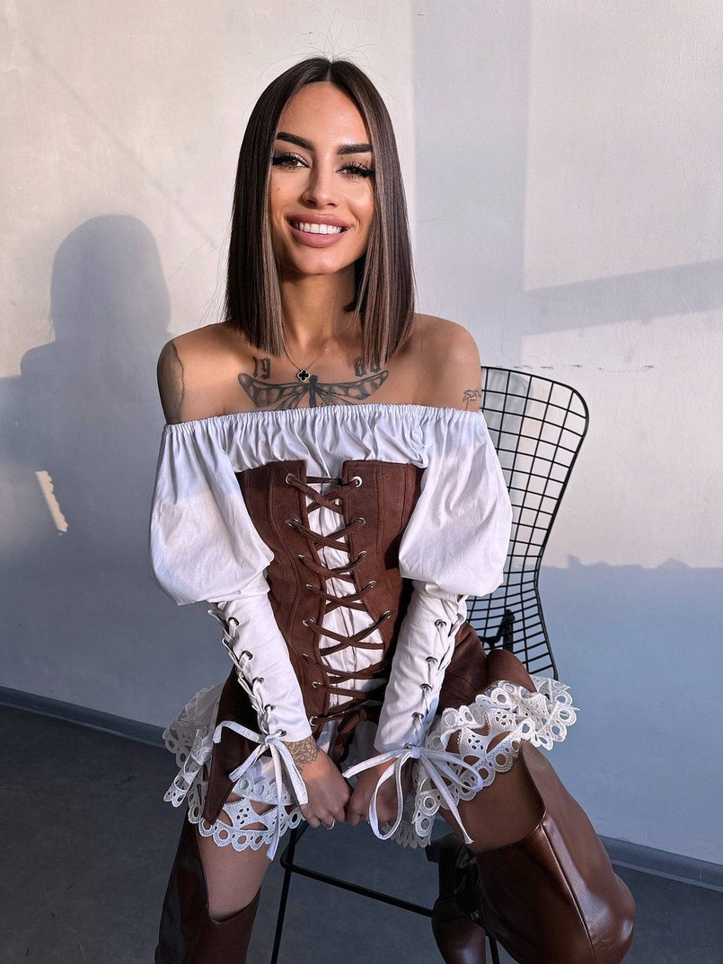 Комплект: сукня декорована мереживом + корсет Комплект: сукня декорована мереживом + корсет | PUSHKA SHOP