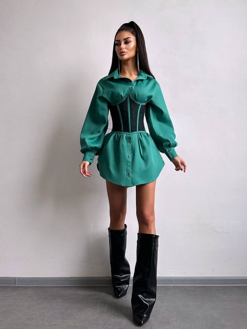 Приталена сорочка + корсет  | PUSHKA SHOP