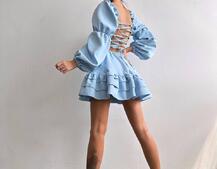 Сукня з воланами та шнурівкою  по спинці | PUSHKA SHOP