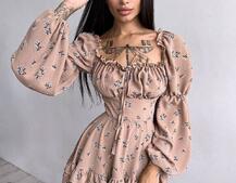 Квіткова сукня з воланами та шнуровкою по спинці Квіткова сукня з воланами та шнуровкою по спинці | PUSHKA SHOP