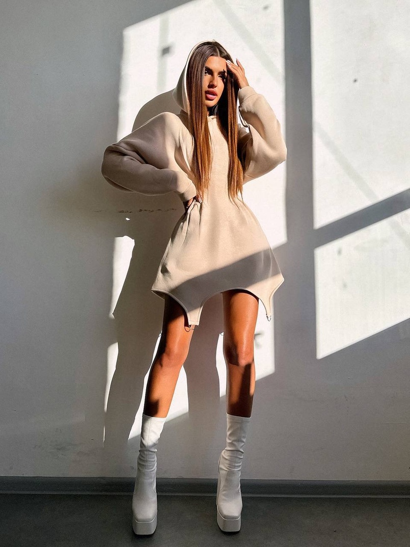 Тепле приталене худі з капюшоном на флісі + корсет на шнурівці Можна носити з корсетом та без | PUSHKA SHOP