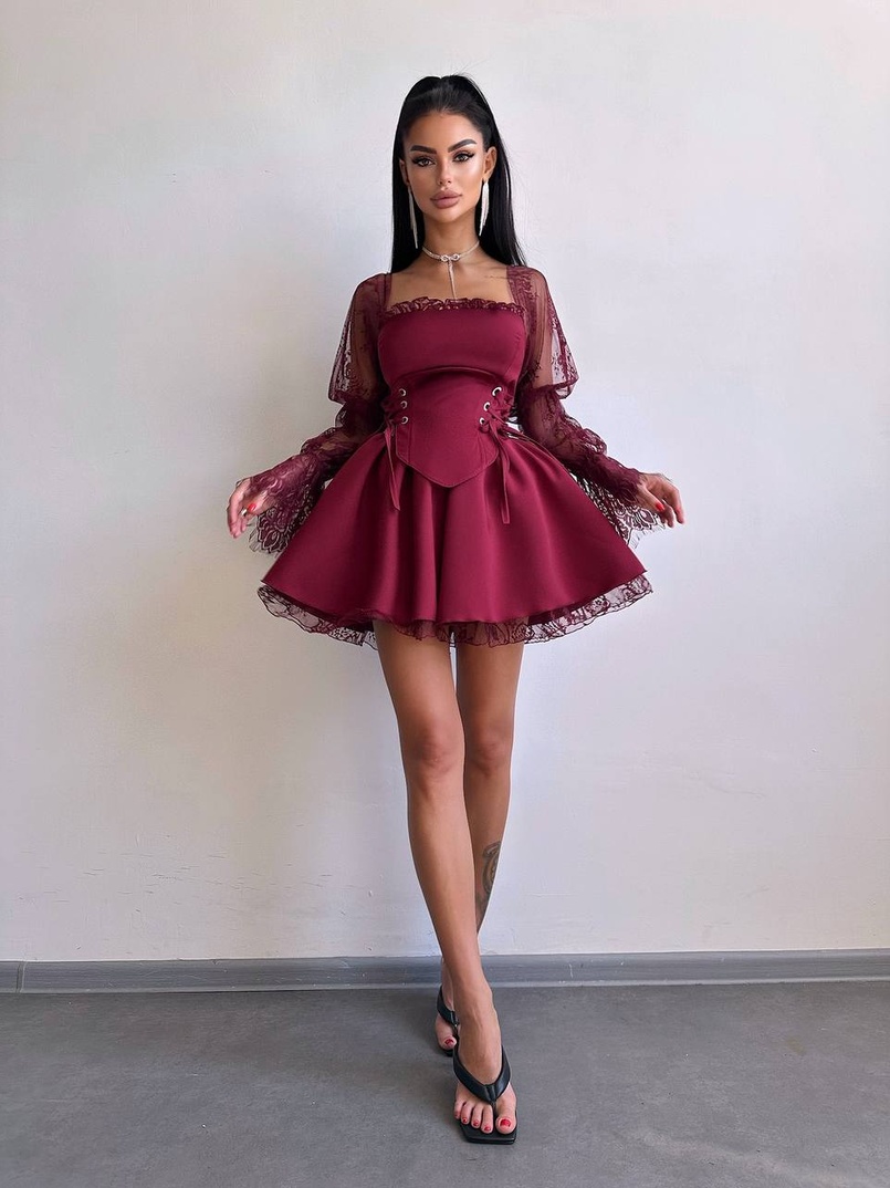 Сукня з корсетом декорована мереживом  | PUSHKA SHOP
