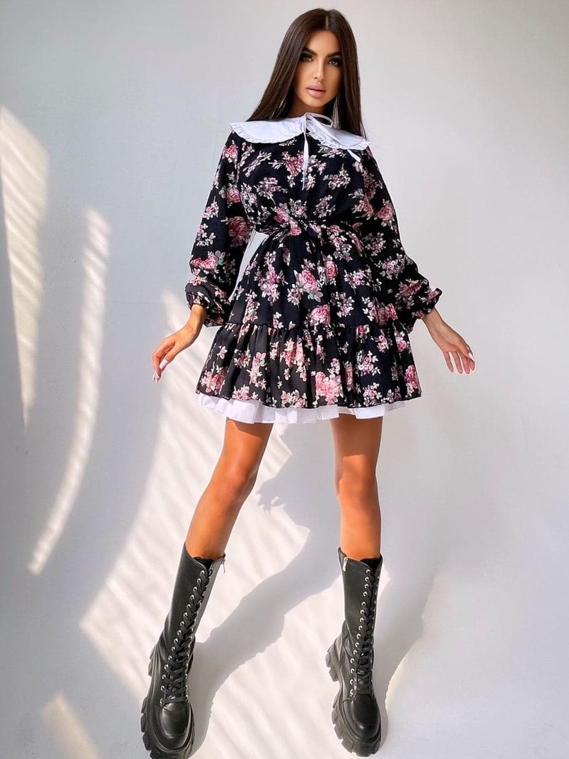 Платье со съёмным воротничком и подъюбником Платье со съёмным воротничком и подъюбником | PUSHKA SHOP