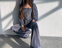 Велюровий комплект трійка: кофта + корсет на блискавці+ штани | PUSHKA SHOP