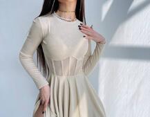 Приталена сукня з корсетною вставкою та спідницею-сонцем Приталена сукня з корсетною вставкою та спідницею-сонцем | PUSHKA SHOP