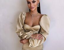 Атласний  комплект: корсет + спідниця декорована бахромою зі страз | PUSHKA SHOP