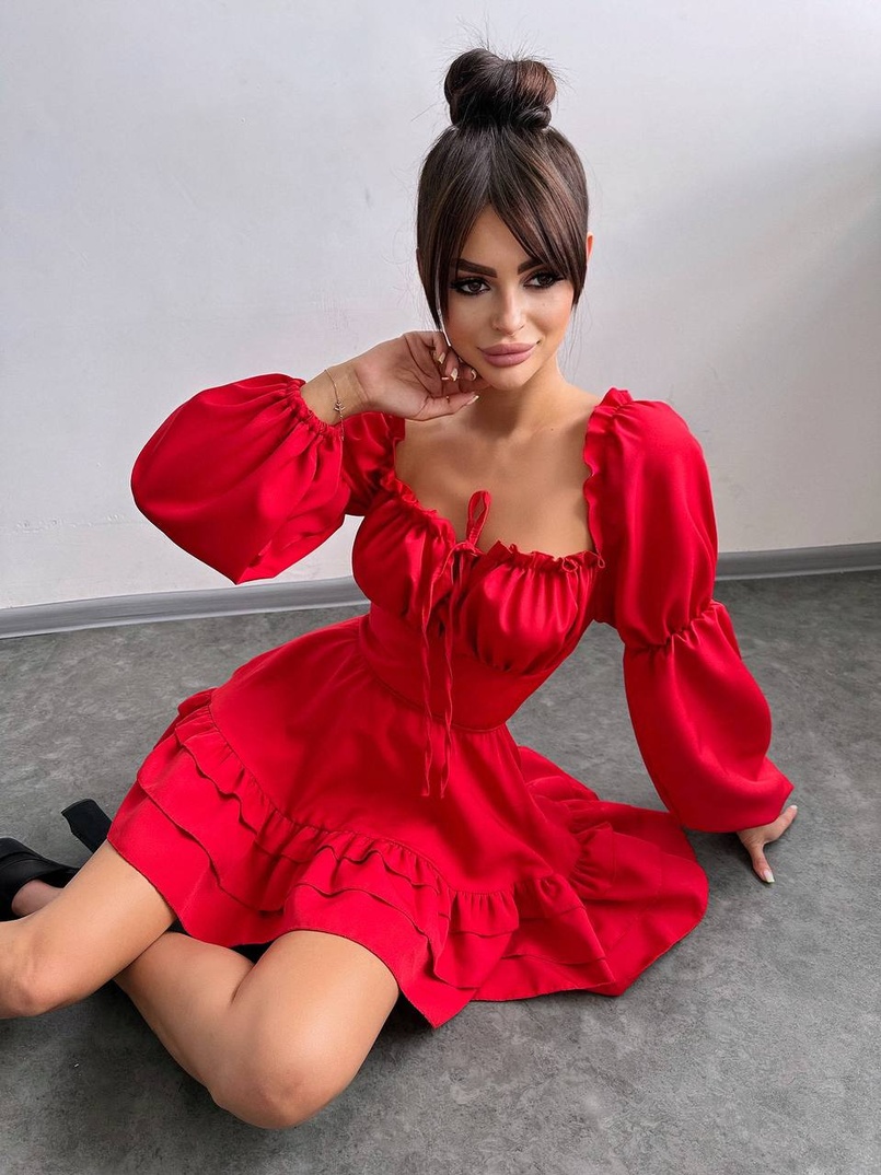 Сукня з воланами та шнурівкою  по спинці Сукня з воланами та шнурівкою  по спинці | PUSHKA SHOP