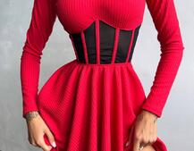 Приталена сукня з корсетною вставкою та спідницею-сонцем Приталена сукня з корсетною вставкою та спідницею-сонцем | PUSHKA SHOP