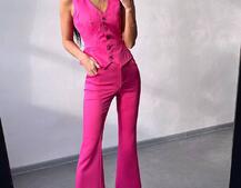 Костюм: піджак на підкладці, штани кльош+ жилет  | PUSHKA SHOP