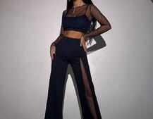 Комплект: топ + штани із сіткою зі стразами  | PUSHKA SHOP