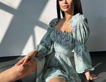 Квіткова сукня з воланами та шнуровкою по спинці | PUSHKA SHOP