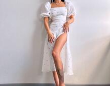 Сукня -міді зі шнурівкою на спинці та розрізом на ніжці з принтом Сукня -міді зі шнурівкою на спинці та розрізом на ніжці з принтом | PUSHKA SHOP