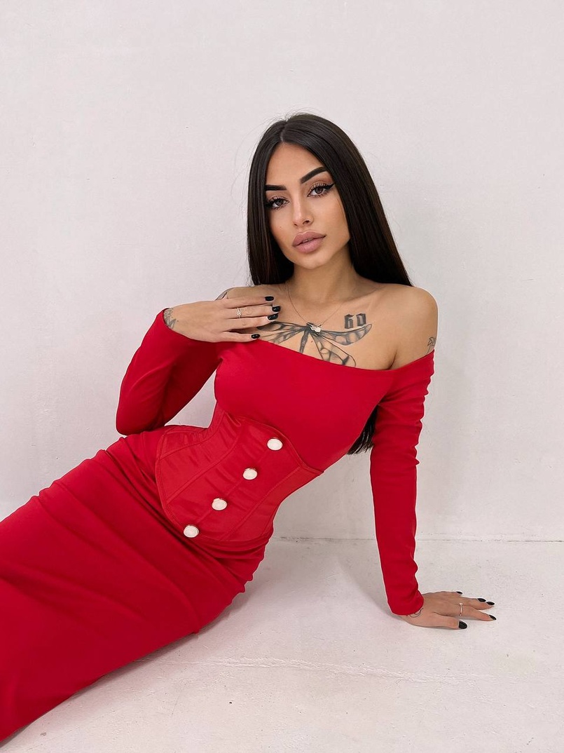 Сукня міді  + атласний корсет | PUSHKA SHOP