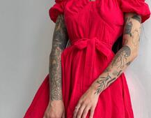 Муслиновое платье мини с корсетной вставкой на талии с косточками  Муслиновое платье мини с корсетной вставкой на талии с косточками  | PUSHKA SHOP