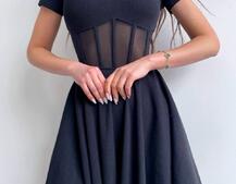 Сукня-міні  з елементами корсету  та спідницею солнцем Сукня-міні  з елементами корсету  та спідницею солнцем | PUSHKA SHOP