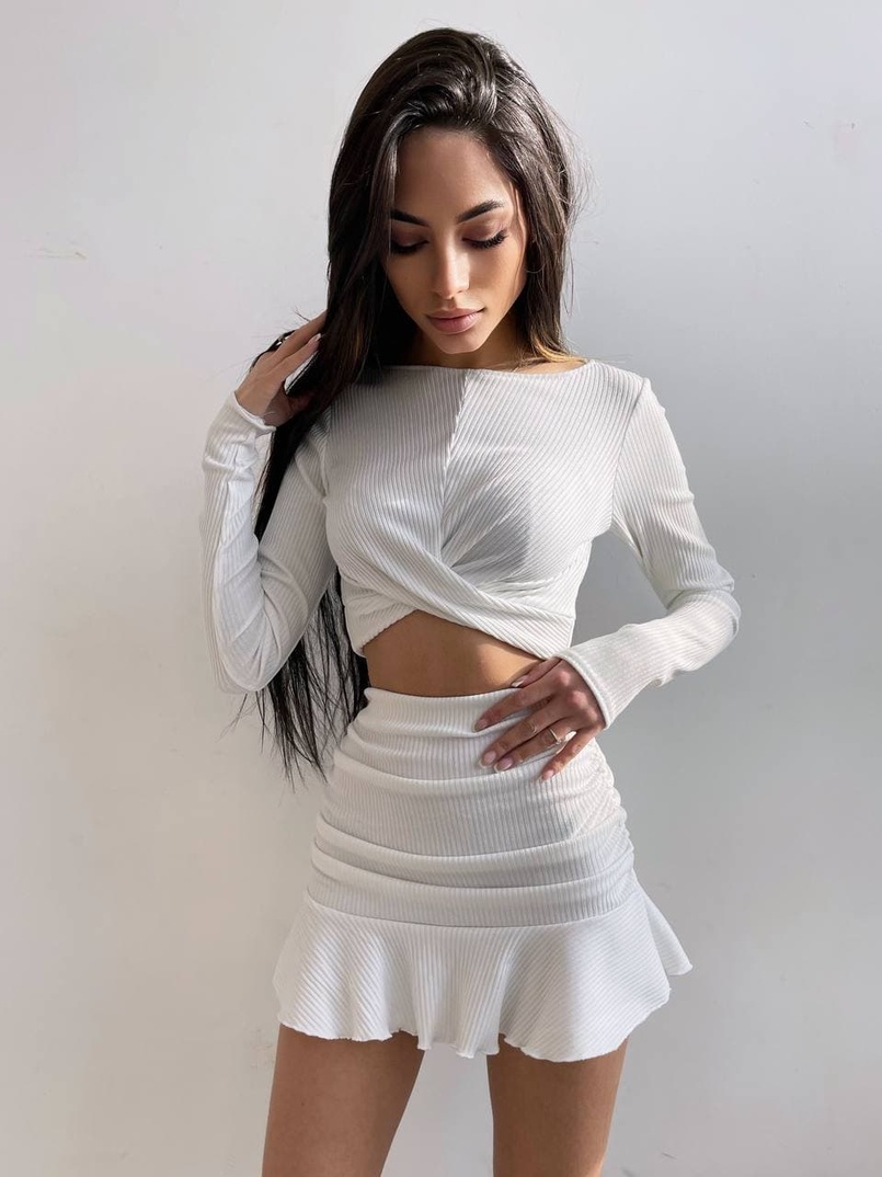 Трикотажный комплект: топ + юбка со сборкой   | PUSHKA SHOP