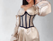 Комплект: шелковое платье на завязках с прозрачным бельевым корсетом на шнуровке Комплект: шелковое платье на завязках с прозрачным бельевым корсетом на шнуровке | PUSHKA SHOP