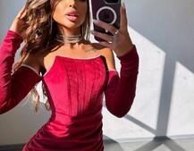 Оксамитова корсетна сукня міні, декорована стразами     Ручна робота  Оксамитова корсетна сукня міні, декорована стразами     Ручна робота  | PUSHKA SHOP